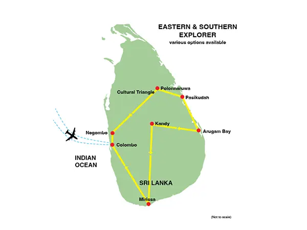 Map of the Eastern and Southern Explorer tour route