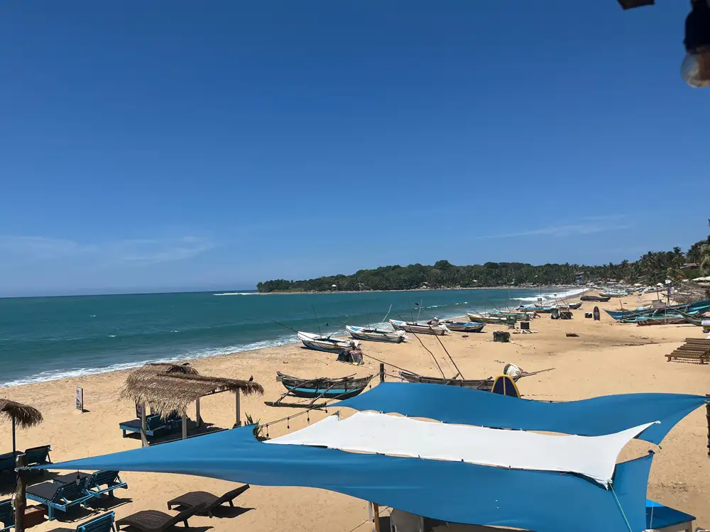Fishing boats on Arugam Bay beach on the East coast