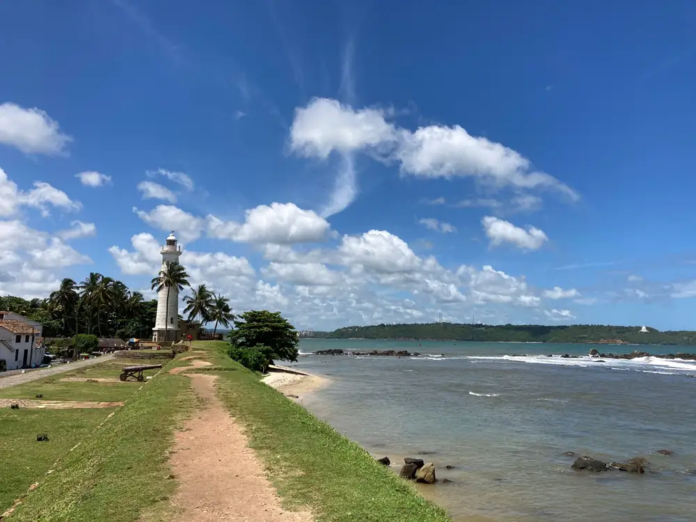 Galle lighthouse and the southern coast of Sri Lanka