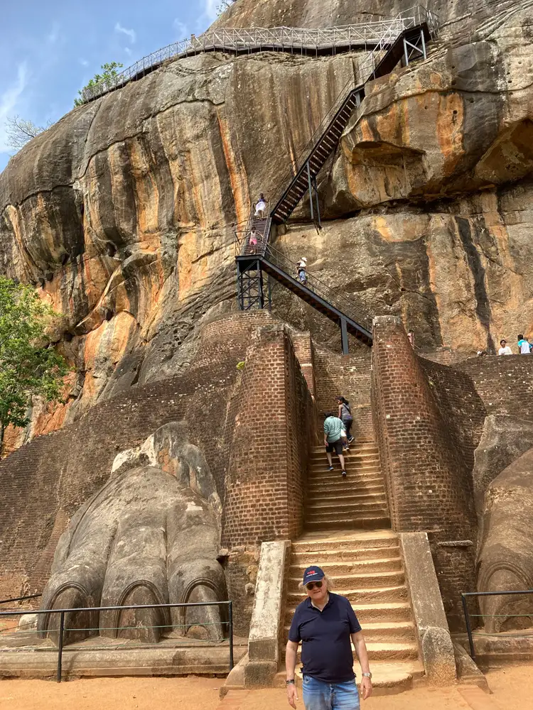Climbing the Lion steps at Sigiriya Rock